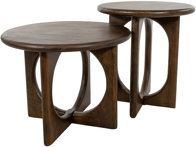 Salontafel massief mangohout Zodiac walnoot bruin Ø 60 x 46 cm, rond voor de woonkamer