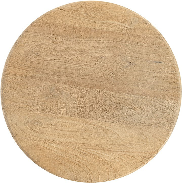 Bijzettafel massief acaciahout gezandstraald, Zodiac naturel, rond Ø 50 x H 55 cm voor woonkamer of slaapkamer
