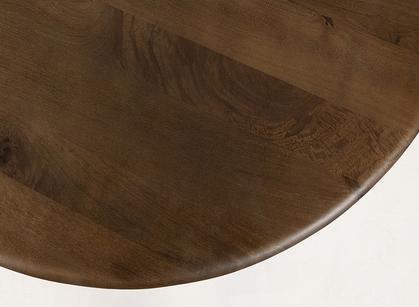 Eetkamertafel massief mangohout Zodiac walnoot bruin rond Ø 130 x 76 cm, eetkamer