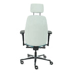 Bureaustoel Therapod X2 met hoofdsteun, Facet wol azuur/asgrijs, 3D-armleggers en schuifzitting