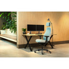 Bureaustoel Therapod X2 met hoofdsteun, Facet wol azuur/asgrijs, 3D-armleggers en schuifzitting