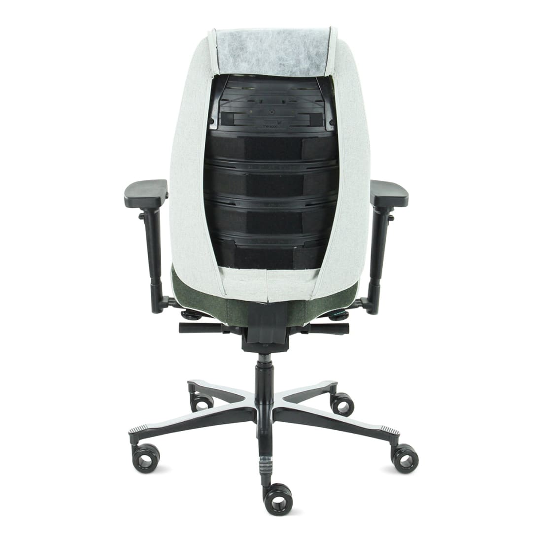 Bureaustoel Therapod X2 met hoofdsteun, Facet wol azuur/asgrijs, 3D-armleggers en schuifzitting
