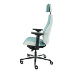 Bureaustoel Therapod X2 met hoofdsteun, Facet wol azuur/asgrijs, 3D-armleggers en schuifzitting